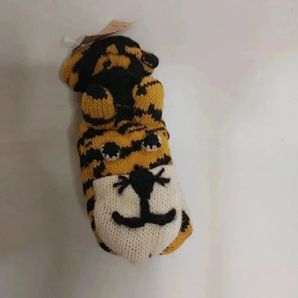 Wool Hand Knit Tiger Mittens, Fits Most - Picture 1 of 4